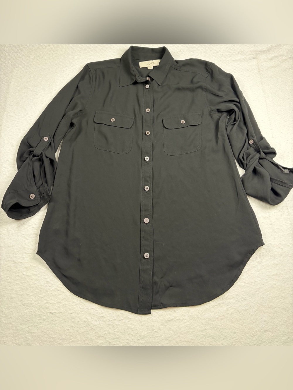 LOFT Black Women’s Long-Sleeve Button-Down Shirt